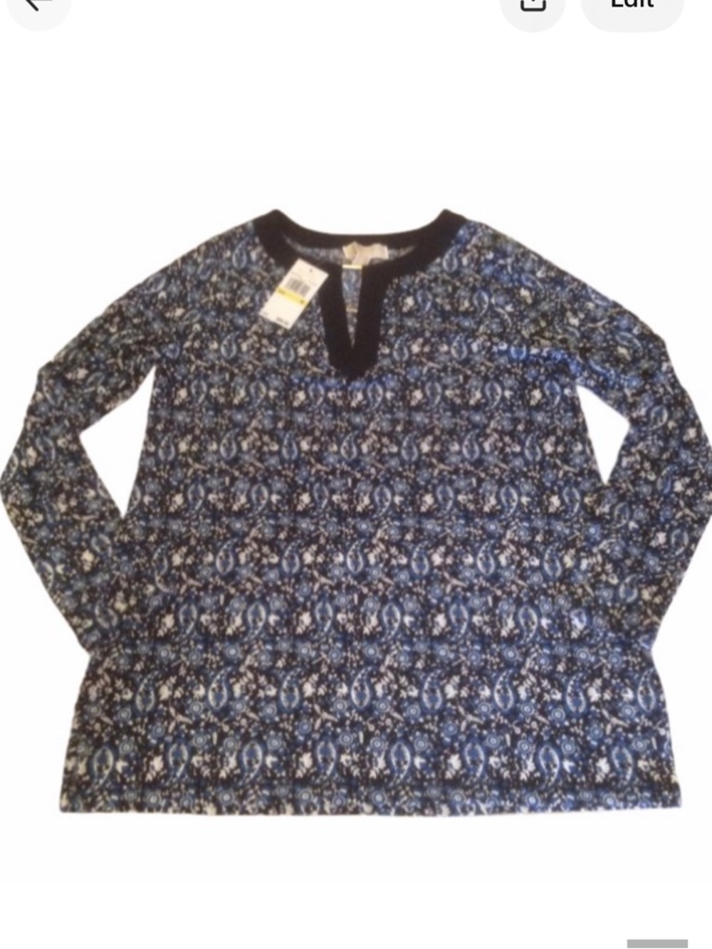 Michael Kors Tunic Long Sleeve Navy Blue Paisley Print Women’s Size Medium
